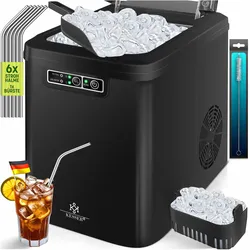 KESSER® Eiswürfelbereiter   Eiswürfelmaschine Edelstahl   Ice Maker   12 in 24h   Zubereitung in 7 min   2,2 Liter Wassertank   2 Eiswürfel-Größen   LED-Display   Selbstreinigungsfunktion mit Zubehör