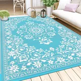 Enyhom Outdoor Teppich 240 x 300 cm Wetterfest Kunststoff Groß RV Camping Außenteppich Wendbarer Picknickdecke Balkon Garten Teppich Terrassenteppich für Strand, Wintergarten, Wohnzimmer,RV Camping