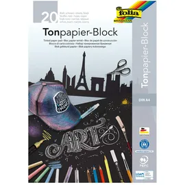 Folia Tonpapierblock schwarz 130 g/m2 A4 20 Blatt
