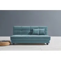 Schlafsofa ELL + "Tilda" Sofas Gr. B/H/T: 185cm x 90cm x 100cm, Flachgewebe, Gel-Sandwichpolster, ohne Relaxfunktion, blau (petrol) Breite 185 cm, inkl. 2 Zierkissen