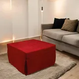 Dmora Puof in ein Einzelbett umwandelbar, Made in Italy, Klappbett, Pouf mit abnehmbarem, platzsparendem Stoff für das Wohnzimmer, cm 78x78 / 195h45, Rot