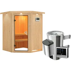 Karibu Sauna Nanja-3,6kW230V Ofen-Steuerg.-Inkl.Dachkranz