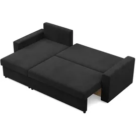 mebligo Ecksofa mit Schlaffunktion, Schwarz - Schwarz