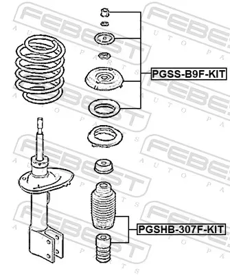 FEBEST Reparatursatz, Federbeinstützlager pgssb9fkit Vorderachse für Citroën/Peugeot