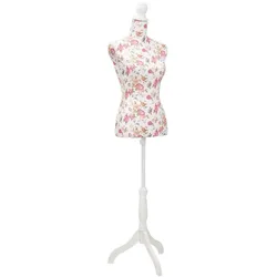 vidaXL Damenbüste Schneiderpuppe Büste Torso Mannequin Baumwolle Weiß Rose