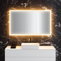 neoro n60 Spiegelschrank B: 140 cm mit 3 Türen, mit umlaufender Beleuchtung, für die Schweiz, BN0503MI,