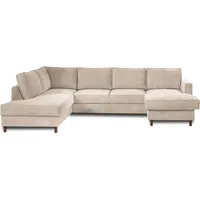 Best Mobilier Jake, Ecksofa, Beige, 7 Sitz(e), Jake, Samt, Holz - Beige