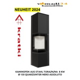 Kratki Kaminofen KAMINOFEN AUS STAHL TORA/L 8 KW Ø 150 QUARZSINTER NERO ASSOLUTO, 8,00 kW