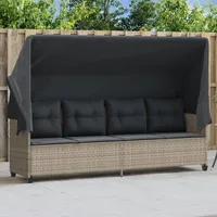 Tidyard Gartenlounge Rattan, Balkon Lounge Klein, Sonnenliege, Gartensofa mit Dach, Outdoor Sofa, Balkonmöbel, Garten Loungemöbel Set, Kissen