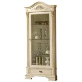 JVmoebel Eckvitrine Eck Vitrine Glas Schrank Wohnzimmer Schaufenster 1tür Vitrinen Barock Made in Europa weiß