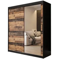 Abiks möbel MÖBEL Kryspol Schwebetürenschrank, Schwarz, Kunststoff, Nachbildung, 8