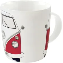 VW Collection - Volkswagen Große Keramik Kaffee-Tee-Cappuccino-Tasse-Becher-Haferl im T1 Bus Design (Bus Front/Rot)