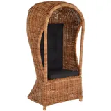 Krines Home Loungesessel Rattansessel "Beach" Strandkorb Optik Rattan Flecht-Sessel mit Dach beige