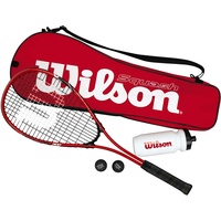 Wilson Squash-Set, Starter Squash Kit, Inkl. 1 Impact Pro 300 Schläger, 2 Bällen, 1 Wasserflasche und 1 Tasche, Rot/Schwarz, WRT913100