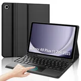 Tiiomioon Tastatur Hülle für Samsung Galaxy Tab A9+ Plus 11 Zoll 2023, Abnehmbare Bluetooth Hülle mit Tastatur für Galaxy Tab (SM-X210/ X215/ X216/ X218) mit Touchpad Keyboard Cover, Schwarz