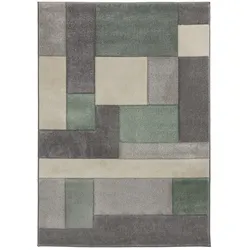 Teppich FLAIR RUGS "Cosmos", grün (mint), B:200cm H:12mm L:290cm, Kunstfaser, Teppiche, Patchwork Design, mehrfarbig, mit Hoch-Tief-Effekt