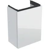 Geberit Acanto Unterschrank für Handwaschbecken, eine Tür, wandhängend, 392x539x246mm, 503.001.01.2, Farbe: Korpus: weiß hochglänzend Front: weiß / Glas glänzend, Griff: weiß / matt