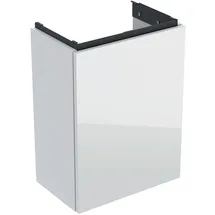 Geberit Acanto Unterschrank für Handwaschbecken, eine Tür, wandhängend, 392x539x246mm, 503.001.01.2, Farbe: Korpus: weiß hochglänzend Front: weiß / Glas glänzend, Griff: weiß / matt