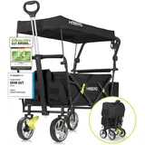 HOBERG Bollerwagen faltbar mit Dach | nutzbar als Gartenwagen, Handwagen & Transportwagen | klappbar – ideal für Strand & als Gartenkarre | der Faltbollerwagen für Hobby & Freizeit