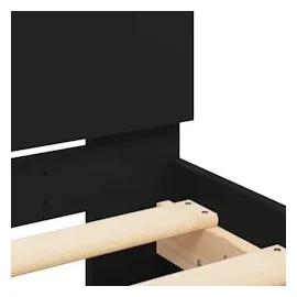vidaXL Bettgestell mit Kopfteil und LED-Leuchten Schwarz 90x200 cm
