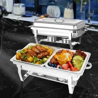 Jacgood Chafing Dish Profi Set Toulouse, Edelstahl Warmhaltebehälter, Speisewärmer, Rechaud, Chafing Dishes für Catering, Buffet und Party (2 Packung 1/2 GN)
