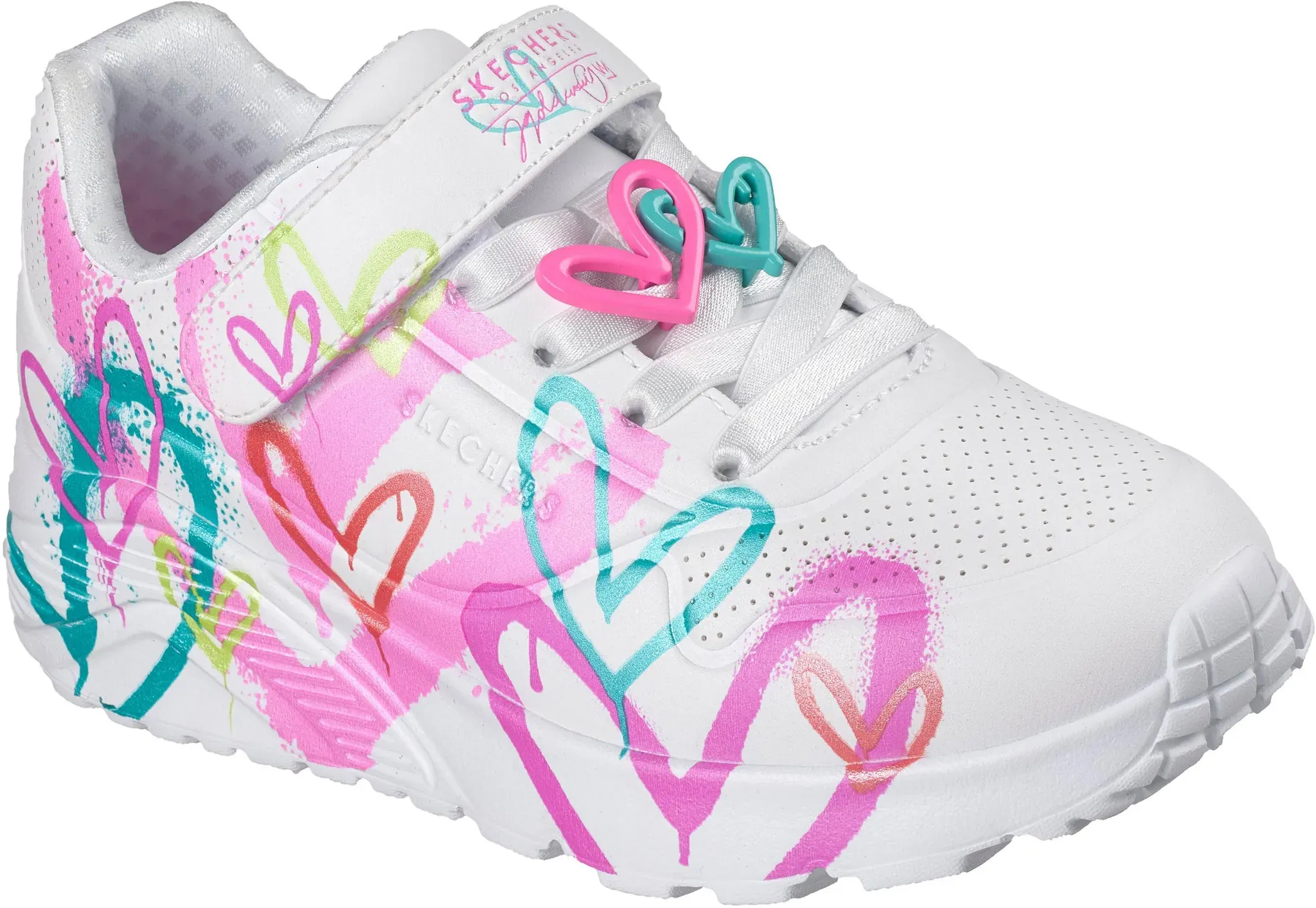 Skechers Street Girls Sneaker Mädchen in white hearts, Größe 35 - weiß