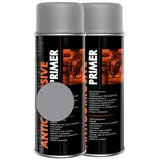 DECO COLOR 2er Sparpack Grundierung 400ml Haftgrund für z.B. Alufelgen, KFZ, Holz, Beton (2 Dosen Grundierung grau 400ml)