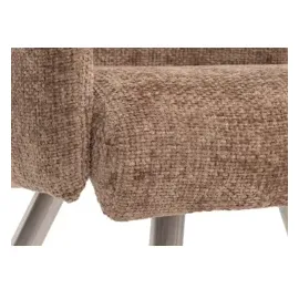 Mendler 2er-Set Esszimmerstuhl HWC-G55, Stuhl mit Armlehne, Edelstahl gebürstet Stoff/Textil Chenille Öko-Tex ~ braun