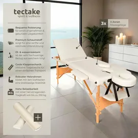 Tectake tectake® 3 Zonen Massageliege-Set, Daniel mit Holzgestell, 210 x 95 x 84 cm