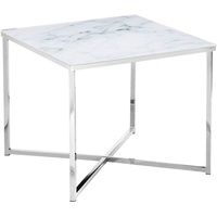 SalesFever Beistelltisch, Tischplatte in Marmoroptik, weiß