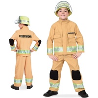 Fritz Fries & Söhne GmbH Kinder Feuerwehr Kostüm Sandfarben Berufs-Feuerwehr (128 mit Zubehör)