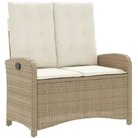 VidaXL Gartenbank Verstellbar mit Kissen Beige Poly Rattan