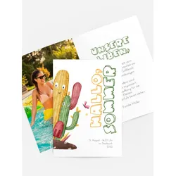 Einladung zum Sommerfest selbst gestalten mit Spruch und Fotos im Onlinedesigner bei Meine-Kartenmanufaktur.de