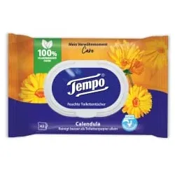 Tempo Kamille Feuchte Toilettentücher 836248 , 1 Packung = 42 Tücher, mit Verschluss
