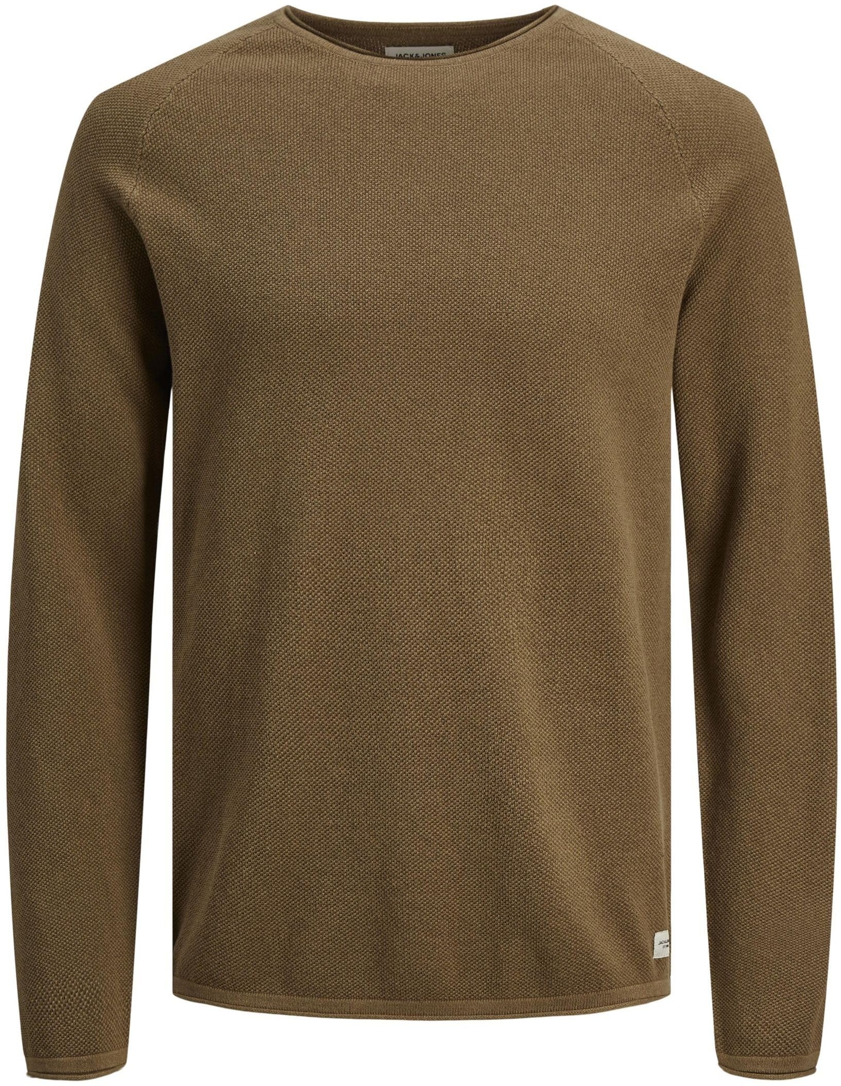 JACK & JONES Herren Strickpullover Rundhals Basic Langarm Sweater Baumwolle Shirt JJEHILL, Farben:Mittelbraun,Größe Pullover:L