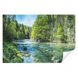 WallArena - Vlies Fototapete Landschaft 150x105 cm - Fototapeten - Tapeten - für Wohnzimmer Schlafzimmer - Vliestapete Wandtapete Tapete 3D Effekt- inkl. Kleister - Wald See Natur