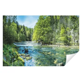 WallArena - Vlies Fototapete Landschaft 150x105 cm - Fototapeten - Tapeten - für Wohnzimmer Schlafzimmer - Vliestapete Wandtapete Tapete 3D Effekt- inkl. Kleister - Wald See Natur
