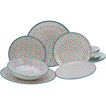CreaTable Stella Geschirrset Tafelservice 12-tlg. orientalisches Fliesenmotiv bunt