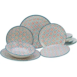 CreaTable Stella Geschirrset Tafelservice 12-tlg. orientalisches Fliesenmotiv bunt