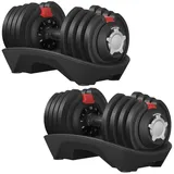 Songmics Kurzhanteln 2er set Verstellbare Kurzhantel 1,5 kg bis 18 kg schwarz/rot
