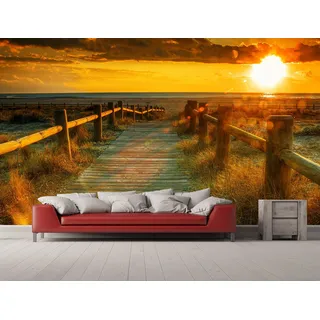Oedim Wandtattoo, Vinyl, Motiv: Sonnenuntergang am Strand | Wanddekoration | Wanddekoration | Vinyl | Verschiedene Maße 500 x 300 cm | Dekoration für Esszimmer, Wohnzimmer, Schlafzimmer