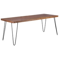 Esstisch BAGLI Massivholz Sheesham 200 x 80 x 76 cm Esszimmer-Tisch Küchentisch modern Landhaus-Stil Holztisch mit Metallbeinen dunkel-braun Natur...