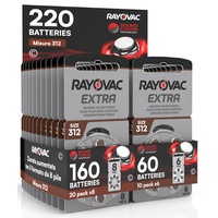220 Rayovac Extra Size 312 PR41 (Braun) Hörgerätebatterien - 20 Blister mit 8 und 10 Blister mit 6 Batterien