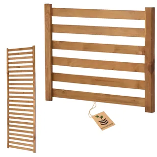 Pflanzkübel mit Rankgitter Spalier mit Pflanzkasten Blumenkasten aus Holz für Garten Balkon Terrasse Hochbeet mit 18L Kunststoff-Pflanzeneinsatz (horizontal-braun, Extra Rankgitter 67x50)