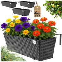 CASARIA Blumenkasten 4er-Set schwarz