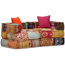vidaXL Pouf 2-Sitzer Modular  Patchwork