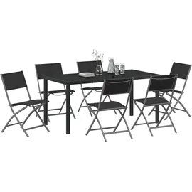 vidaXL 7-teiliges Gartenset - Schwarz Textilene und Stahl