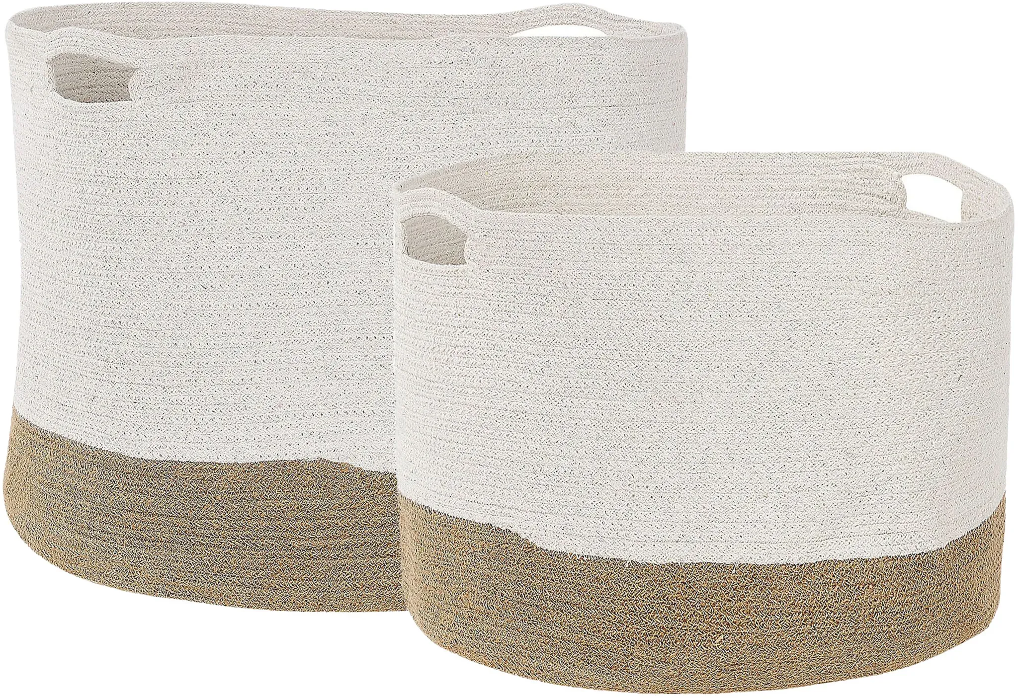 Textilkorb Baumwolle weiß / beige 2er Set KAHAN