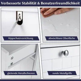 Costway Kippbarer Wäscheschrank Badezimmerschrank 79 x 80 x 40 cm Weiß