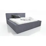 mebloland Polsterbett RIO -OM 140 x 200 mit Bettkasten und Lattenrost. Farbe: Dunkelgrau, Textil, 140x200 cm, Schlafzimmer, Betten, Polsterbetten